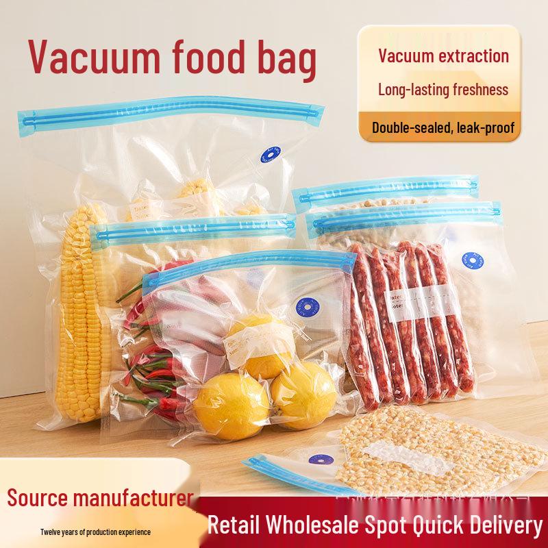 Household Food-Grade Vacuum Bag with Manual Air Valve for Sealing and Preservation Thickened Blue Zipper 16*22
Household Food-Grade Vacuum Bag with Manual Air Valve for Sealing and Preservation Thickened Blue Zipper 16*22