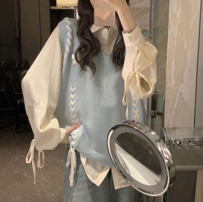 Трикотажный жилет без рукавов с завязками на бабочке и V-образным вырезом, свитер, многослойный топ One size
Трикотажный жилет без рукавов с завязками на бабочке и V-образным вырезом, свитер, многослойный топ One size