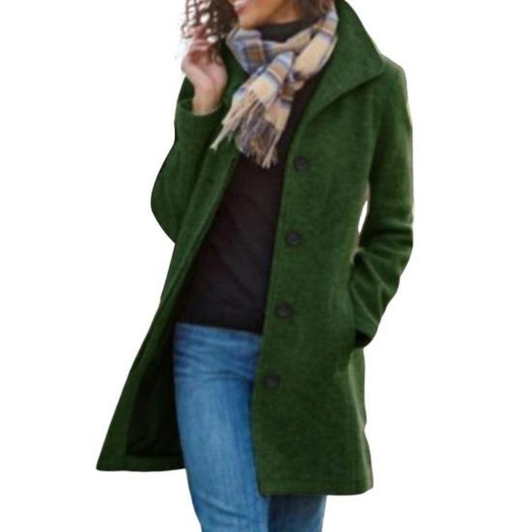 Winter Thicken Women Wool Overcoat Mid Length Notch Lapel Single Breasted Trench Coat Work Office Pea Coat 2XL зелений
Winter Thicken Women Wool Overcoat Mid Length Notch Lapel Single Breasted Trench Coat Work Office Pea Coat 2XL зелений