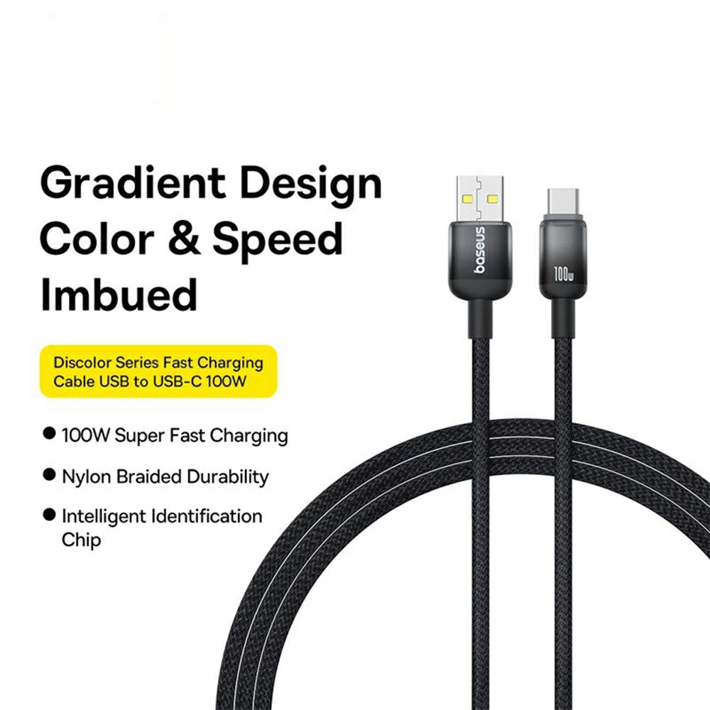 BASEUS Discolor Series 1m Fast Charging Cable USB-A to Type-C 100W Nylon Braided Data Cord Black
BASEUS Discolor Series 1m Fast Charging Cable USB-A to Type-C 100W Nylon Braided Data Cord Black
