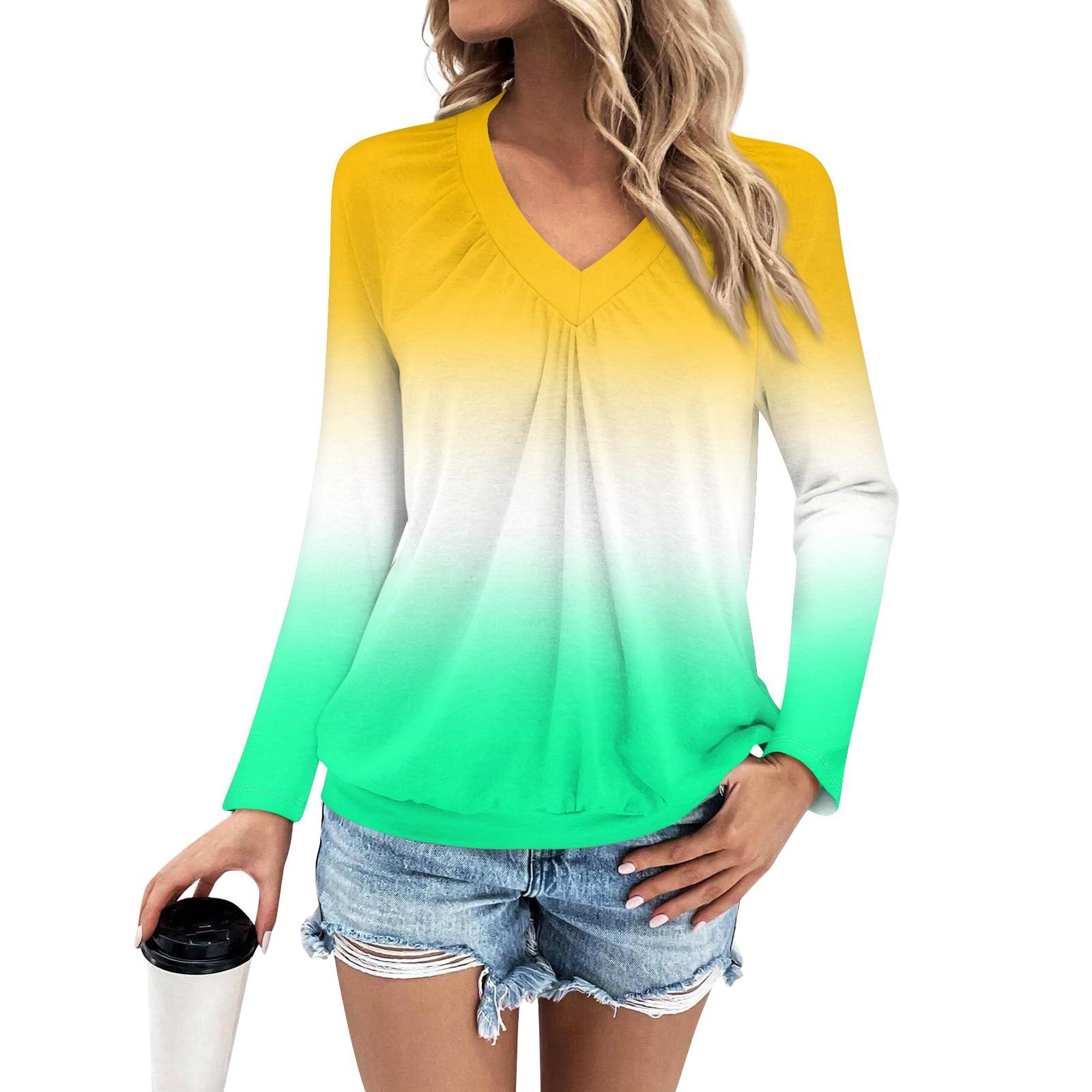 Женская мода V-образный вырез плиссированный градиентный принт повседневный длинный рукав XL жёлтый
Женская мода V-образный вырез плиссированный градиентный принт повседневный длинный рукав XL жёлтый