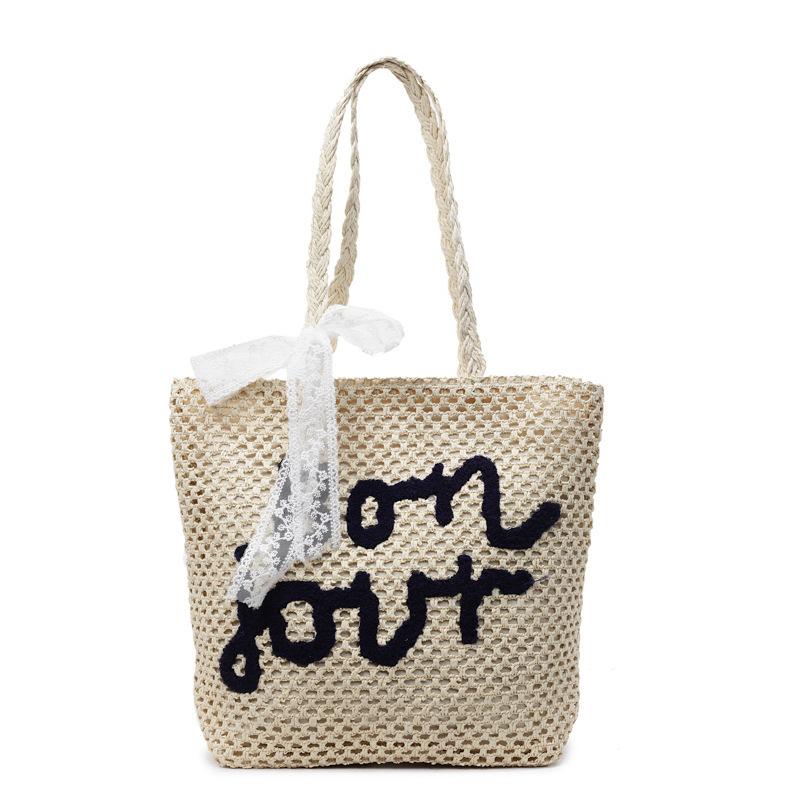 New Solid Color & Ctrast Letter Straw Tote Bag For Women, Minimalist Design, Versatile For Commute & Vacati
New Solid Color & Ctrast Letter Straw Tote Bag For Women, Minimalist Design, Versatile For Commute & Vacati