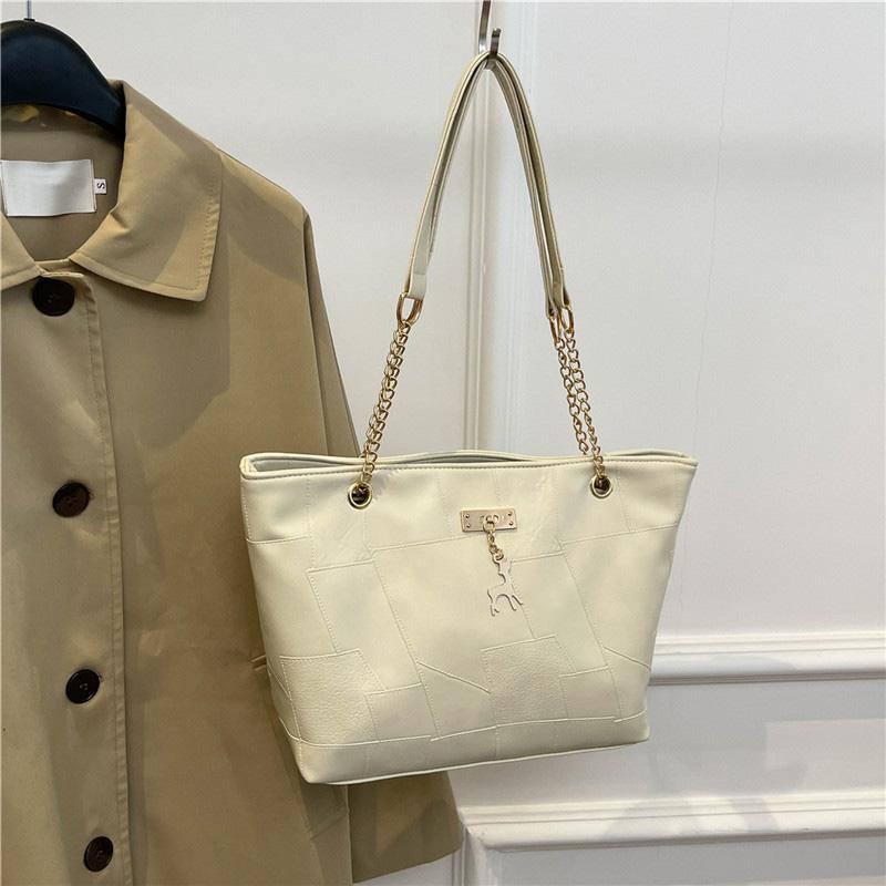 Модная универсальная женская сумка через плечо для поездок на работу, большая вместимость, повседневная сумка-тоут с цепочным ремнем, женские сумки через плечо