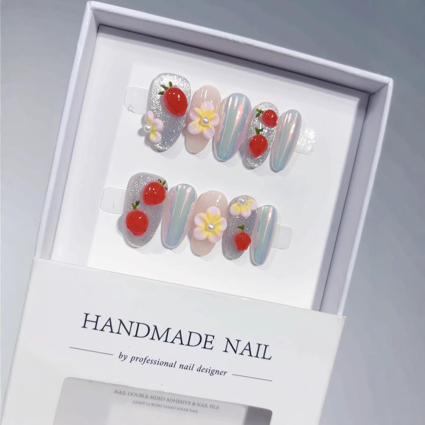 Fruit Series Almond Nail Patch Three-dimensional Engraved Cat s Eye High-end Pure Handmade Nail Art XS
Fruit Series Almond Nail Patch Three-dimensional Engraved Cat s Eye High-end Pure Handmade Nail Art XS