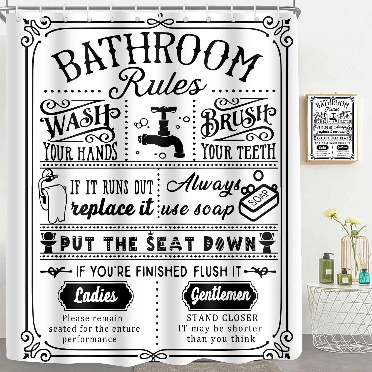 Funny Quotes Shower Curtain Cool Black And White Bathroom Rules Shower Curtains Fun Cute Toilet Sayings Fable Motto Bathroom W60H190(CM)-1 Pcs
Funny Quotes Shower Curtain Cool Black And White Bathroom Rules Shower Curtains Fun Cute Toilet Sayings Fable Motto Bathroom W60H190(CM)-1 Pcs