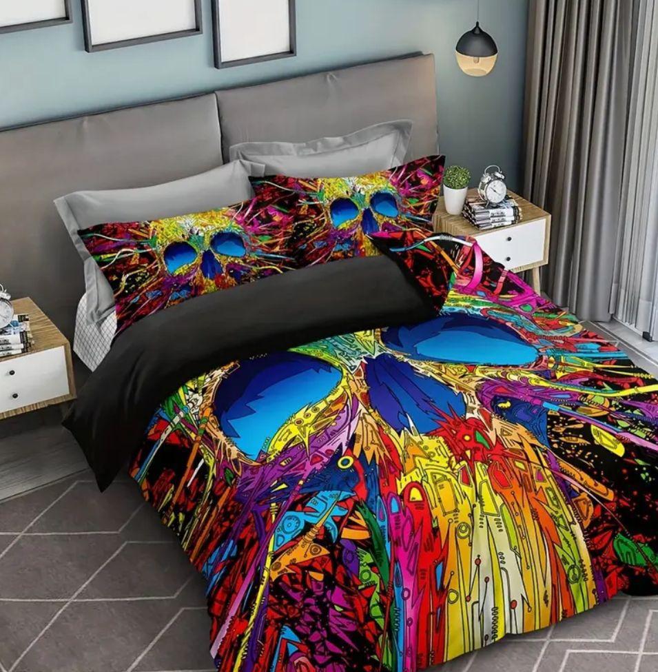 Three-Piece Digital Printing Skull Rose Quilt Cover Home Textile 70 * 133
Three-Piece Digital Printing Skull Rose Quilt Cover Home Textile 70 * 133