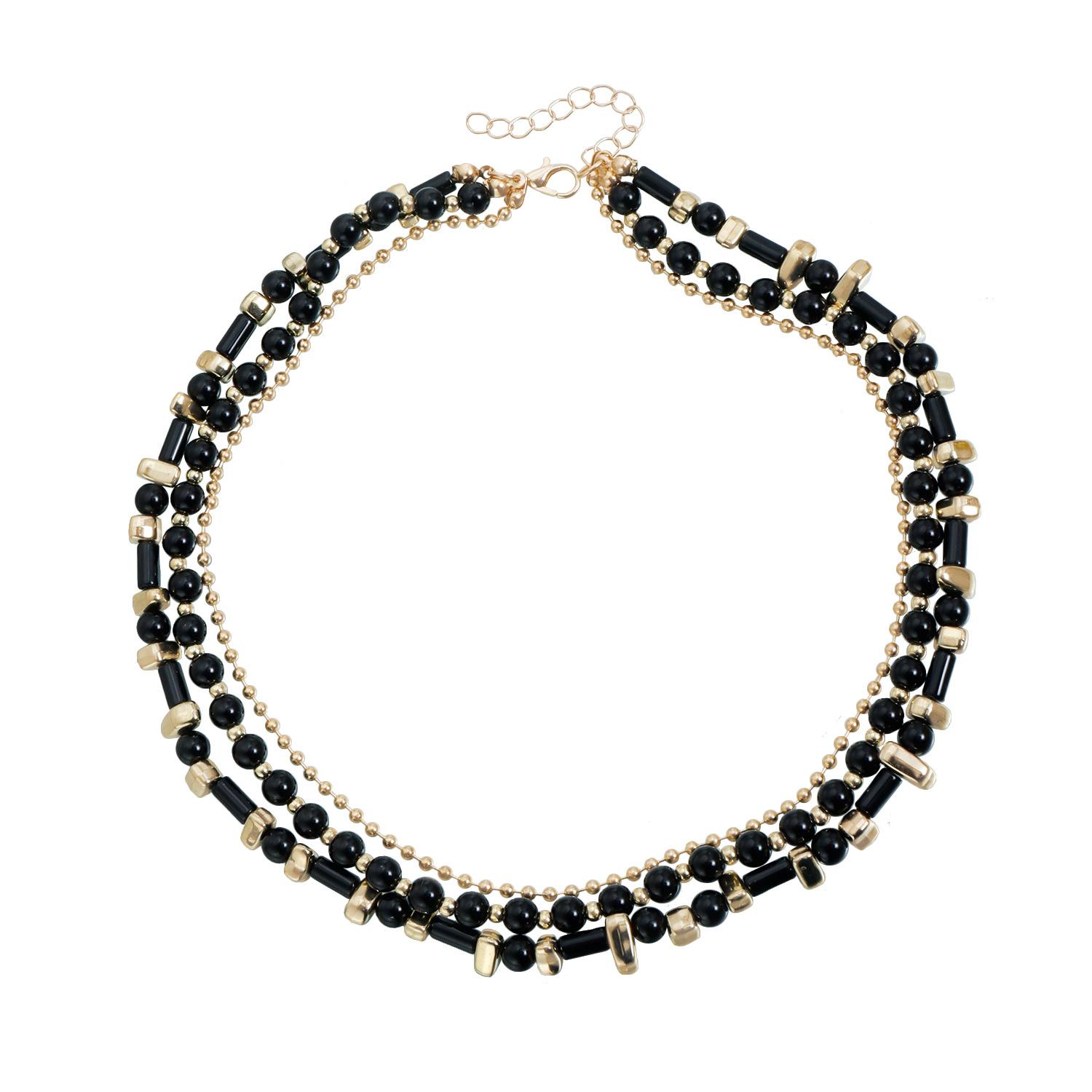 Vintage black and gold contrasting color necklace, three-layer stacked geometric beaded premium sense collarbone chain золотой
Vintage black and gold contrasting color necklace, three-layer stacked geometric beaded premium sense collarbone chain золотой