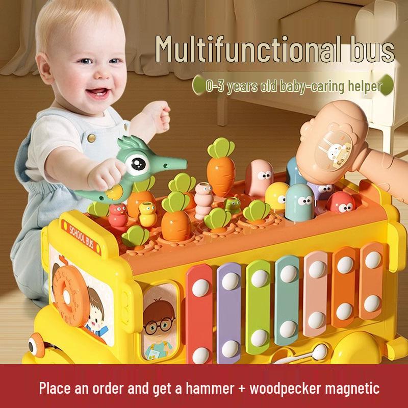 Multifunctional Educational Whack-a-Mole & Pull-the-Carrot Activity Bus for Toddlers Ages 1-3
Multifunctional Educational Whack-a-Mole & Pull-the-Carrot Activity Bus for Toddlers Ages 1-3