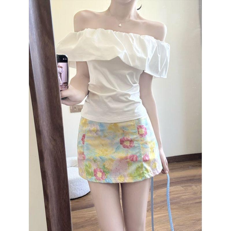 Kumikumi Sweet Set White off-Shoulder Short sleeve T-shirt Women Summer High Waist All-Match Skirt Two-piece Set Print Skirt L
Kumikumi Sweet Set White off-Shoulder Short sleeve T-shirt Women Summer High Waist All-Match Skirt Two-piece Set Print Skirt L