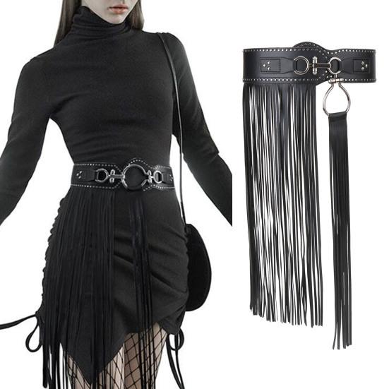 Women Imitation Leather Belt with Tassel Design Solid Color Adjustable Waist Belt Retro Style Clothing Accessory S чорний
Women Imitation Leather Belt with Tassel Design Solid Color Adjustable Waist Belt Retro Style Clothing Accessory S чорний