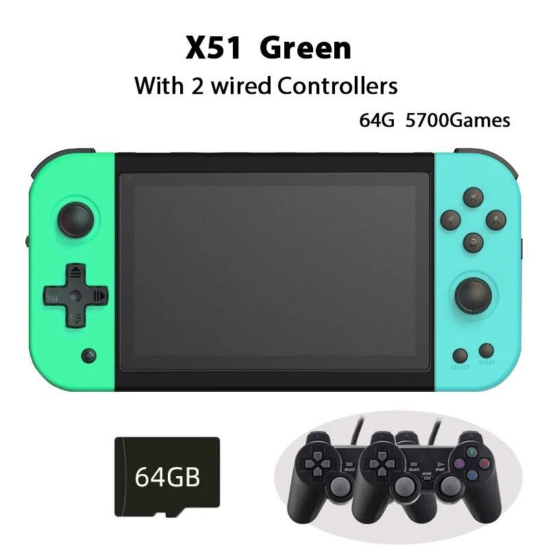 Powkiddy X51 Ретро игровая консоль 5,0-дюймовый IPS-экран Расширение проводных контроллеров 5700Games Установленные портативные игровые плееры 
Powkiddy X51 Ретро игровая консоль 5,0-дюймовый IPS-экран Расширение проводных контроллеров 5700Games Установленные портативные игровые плееры