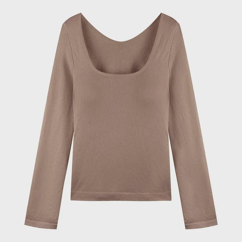 Женский облегающий топ из бархата с начесом и U-образным вырезом, длинными рукавами, для осени и зимы
Женский облегающий топ из бархата с начесом и U-образным вырезом, длинными рукавами, для осени и зимы