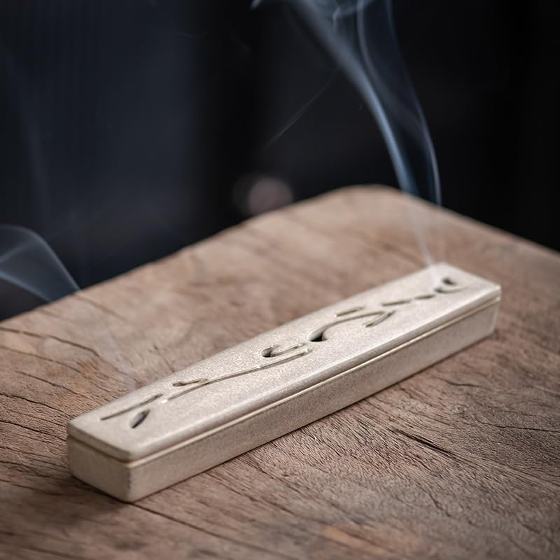 Ceramic incense holder with lid, horizontal incense burner, Buddhist altar accessory (khaki)
Ceramic incense holder with lid, horizontal incense burner, Buddhist altar accessory (khaki)