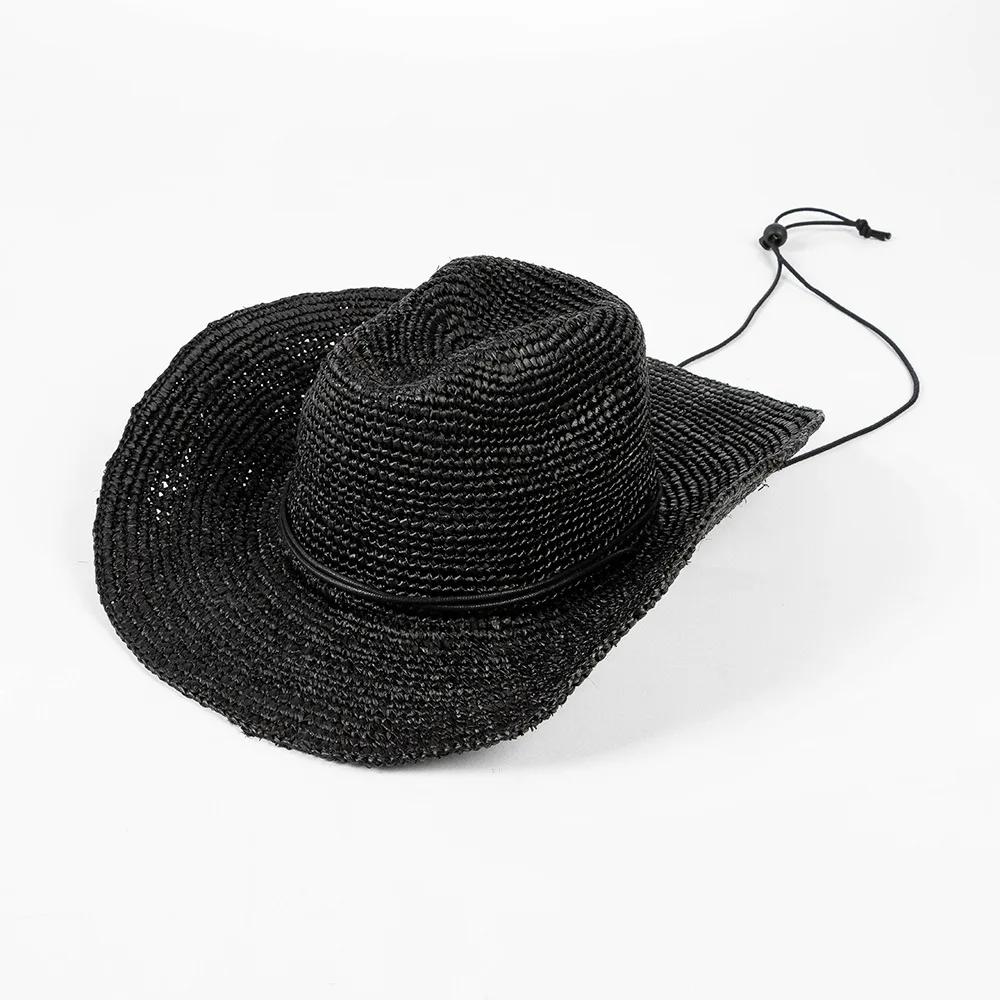 Fashionable casual hand knitted crochet Lafite denim hat with tie rope windproof sunshade sunscreen straw hat tide L 58-60cm чорний
Fashionable casual hand knitted crochet Lafite denim hat with tie rope windproof sunshade sunscreen straw hat tide L 58-60cm чорний
