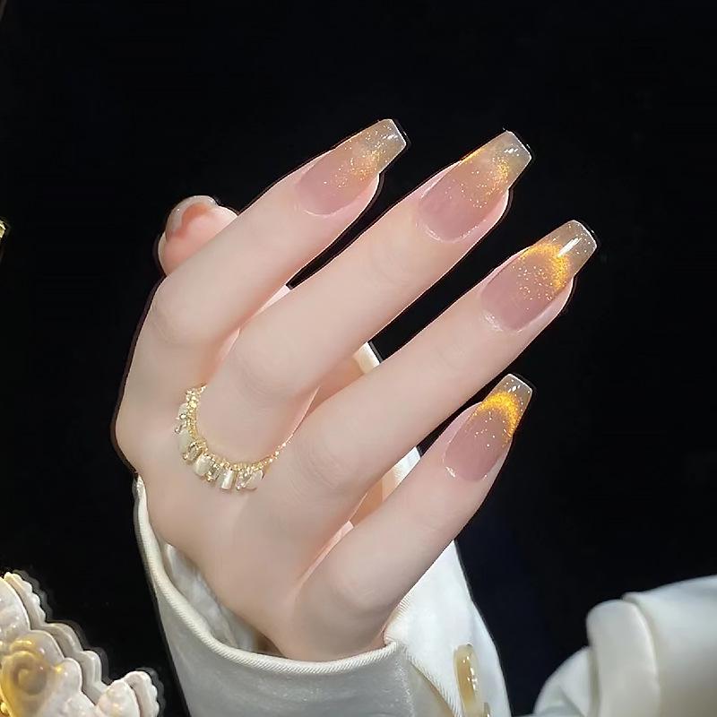 Aurora Gold Cat Eye French Style Nail Stickers - Handmade, Light-Cured, Wearable False Nails. Glue Style
Aurora Gold Cat Eye French Style Nail Stickers - Handmade, Light-Cured, Wearable False Nails. Glue Style