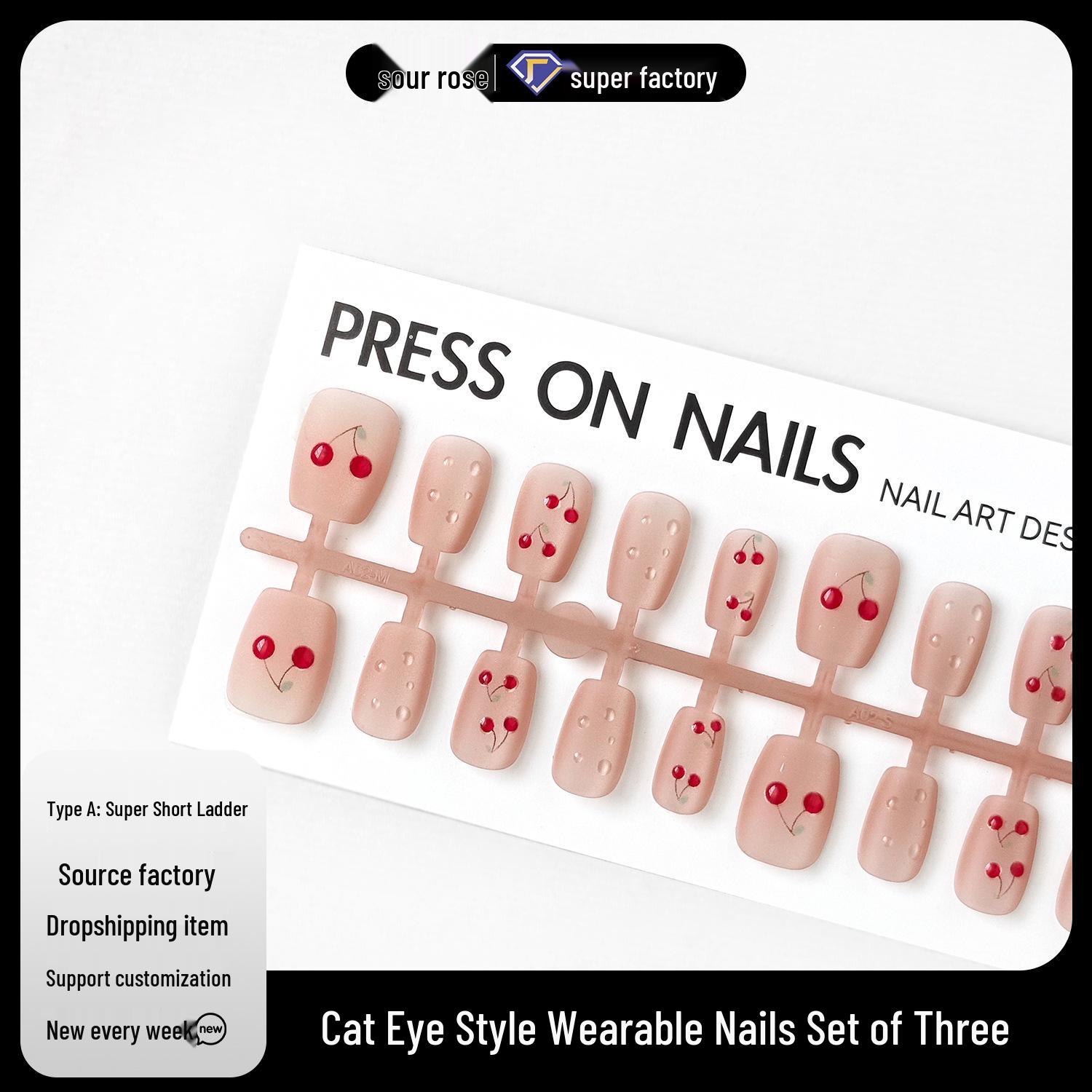 Jiaolong Cherry Cat Eye 3D Nail Art Set - 30 Super Short Handmade Texture Nail Patches
Jiaolong Cherry Cat Eye 3D Nail Art Set - 30 Super Short Handmade Texture Nail Patches