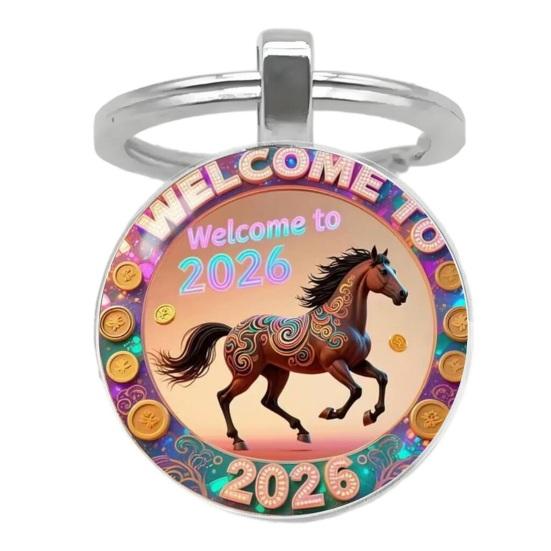 Year of Horse Keychain 2026 Zodiac Design Compact Good Luck Key Chain Pendant with Bells Metal Frame Holiday Decoration O
Year of Horse Keychain 2026 Zodiac Design Compact Good Luck Key Chain Pendant with Bells Metal Frame Holiday Decoration O