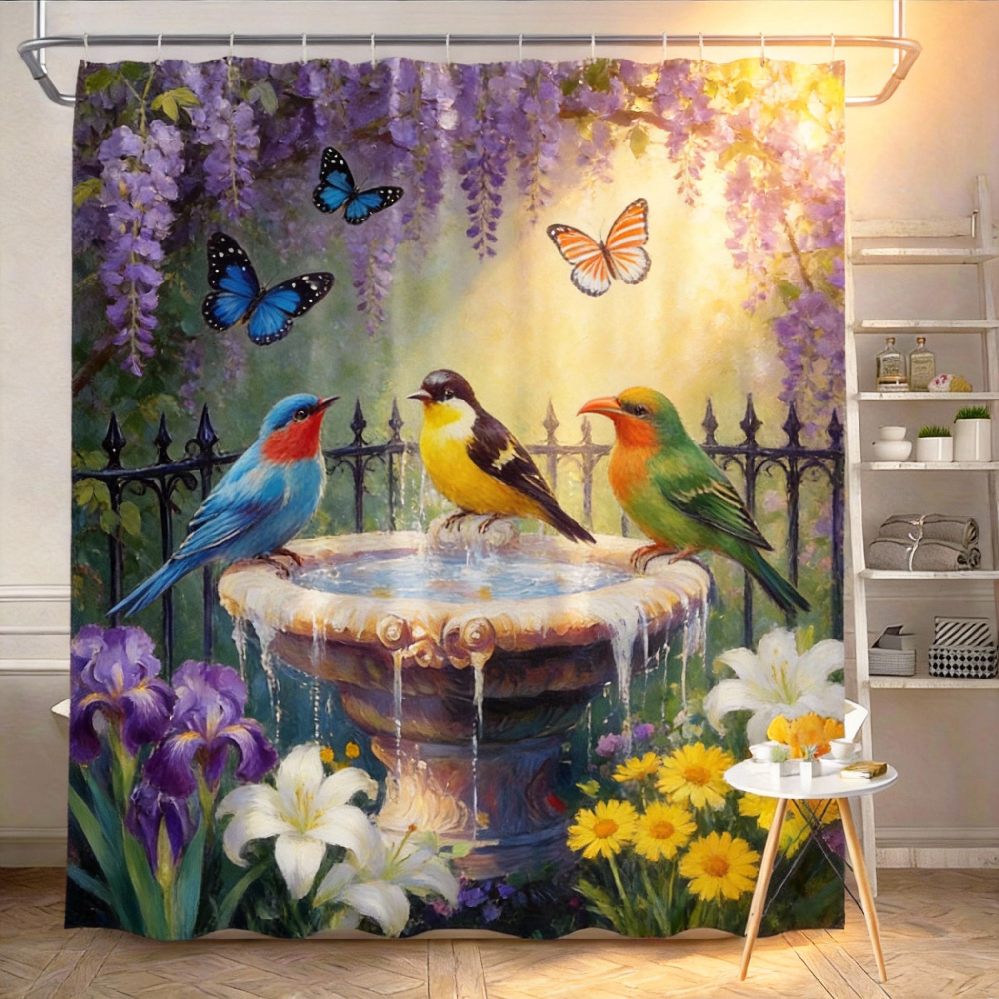 Garden Shower Curtain 180X180Cm – Rustic Fountain With Birds & Butterflies, Floral Bathroom Decor, 12 Hooks W60H190(CM)-1 Pcs
Garden Shower Curtain 180X180Cm – Rustic Fountain With Birds & Butterflies, Floral Bathroom Decor, 12 Hooks W60H190(CM)-1 Pcs