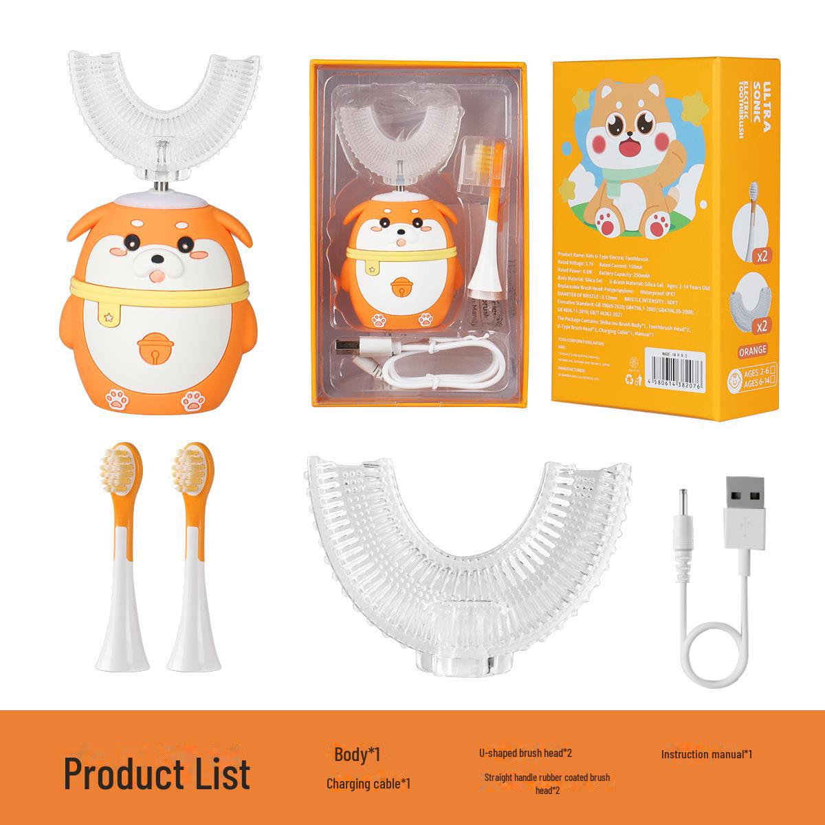 Детская электрическая зубная щетка для детей от 2 до 12 лет — милый дизайн сиба-ину с мягкой щетиной Two straight handles + two large U-shaped handles оранжевый
Детская электрическая зубная щетка для детей от 2 до 12 лет — милый дизайн сиба-ину с мягкой щетиной Two straight handles + two large U-shaped handles оранжевый