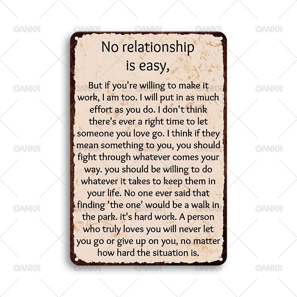 Funny Metal Tin Sign No Relationship Is Easy Art Poster Metal Signs for Man Cave Bedroom Home Wall Art Decor Plaque Accessories 20x30cm
Funny Metal Tin Sign No Relationship Is Easy Art Poster Metal Signs for Man Cave Bedroom Home Wall Art Decor Plaque Accessories 20x30cm