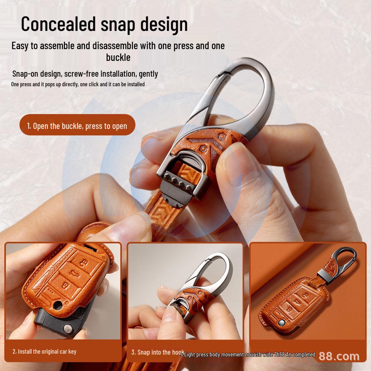 Genuine Leather Folding Key Case for Volkswagen CC, Sagitar, Bora, Polo, Lavida, Passat, Santana. Model C: 3-button, gray, single shell
Genuine Leather Folding Key Case for Volkswagen CC, Sagitar, Bora, Polo, Lavida, Passat, Santana. Model C: 3-button, gray, single shell