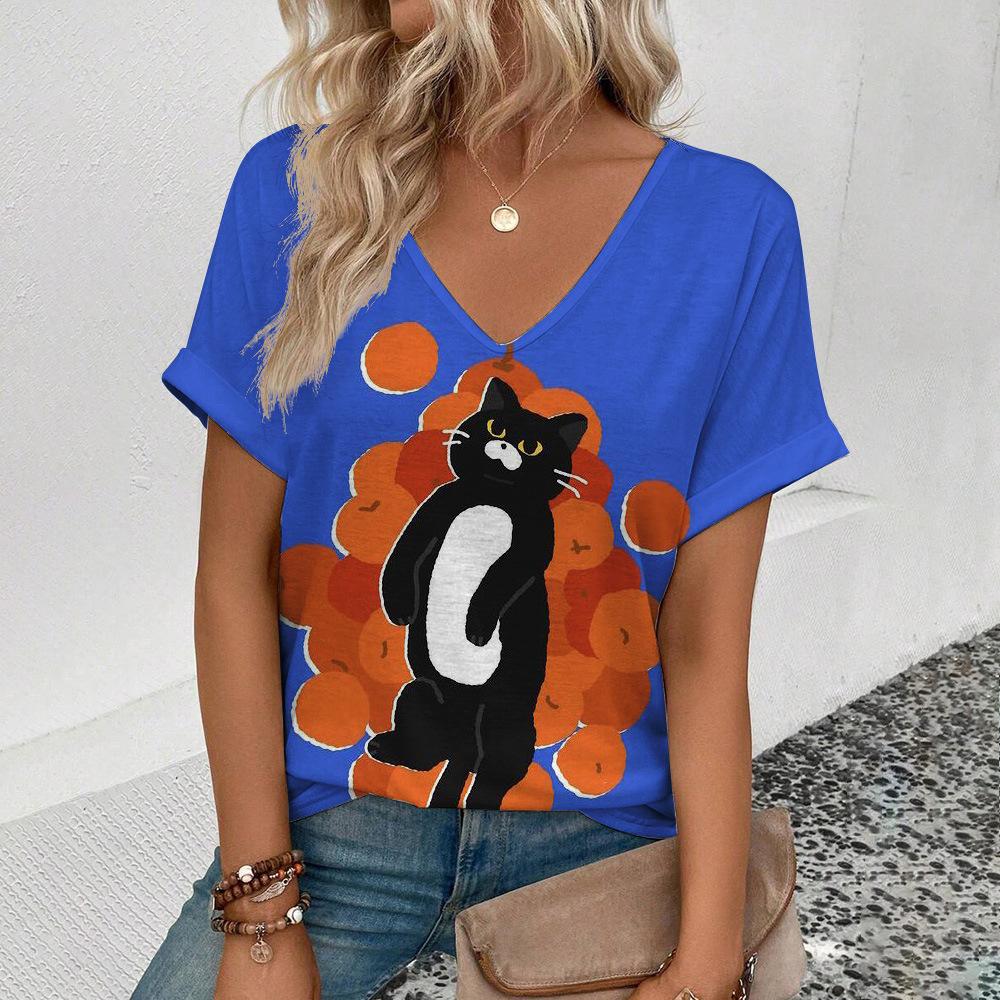 New Cute Cartoon Cat 3D Digital Print Loose Comfortable Casual V-Neck Short Sleeve Top Polyester Fabric T-Shirt Korean Style S
New Cute Cartoon Cat 3D Digital Print Loose Comfortable Casual V-Neck Short Sleeve Top Polyester Fabric T-Shirt Korean Style S