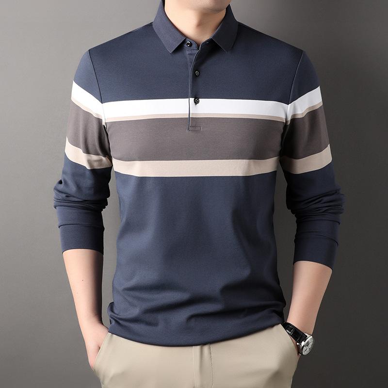 Новая мужская хлопковая футболка с длинным рукавом, новая мужская полосатая рубашка поло с лацканами, рубашка для людей среднего возраста
Новая мужская хлопковая футболка с длинным рукавом, новая мужская полосатая рубашка поло с лацканами, рубашка для людей среднего возраста