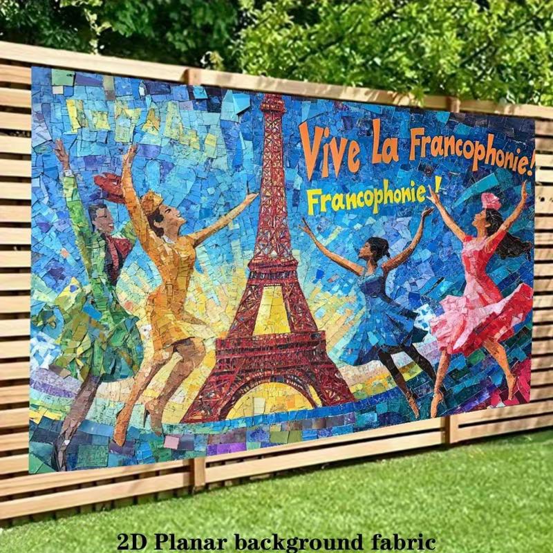 2D French Culture Celebration Backdrop, Eiffel Tower Mosaic with Dancers 47.2x31.5inch/120*80cm
2D French Culture Celebration Backdrop, Eiffel Tower Mosaic with Dancers 47.2x31.5inch/120*80cm