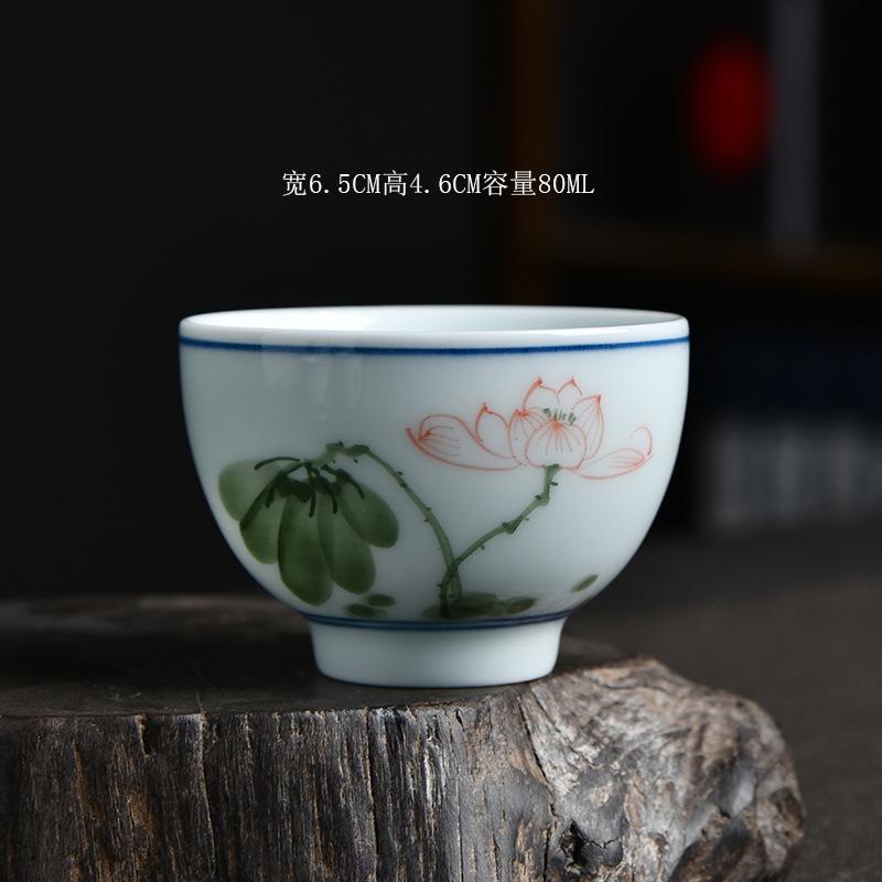 Hand-painted Ceramic Tea Cup Master Cup Single Cup Household Kung Fu Tea Set Small Cup Blue and White Underglaze Color Tea Bowl 80ml
Hand-painted Ceramic Tea Cup Master Cup Single Cup Household Kung Fu Tea Set Small Cup Blue and White Underglaze Color Tea Bowl 80ml