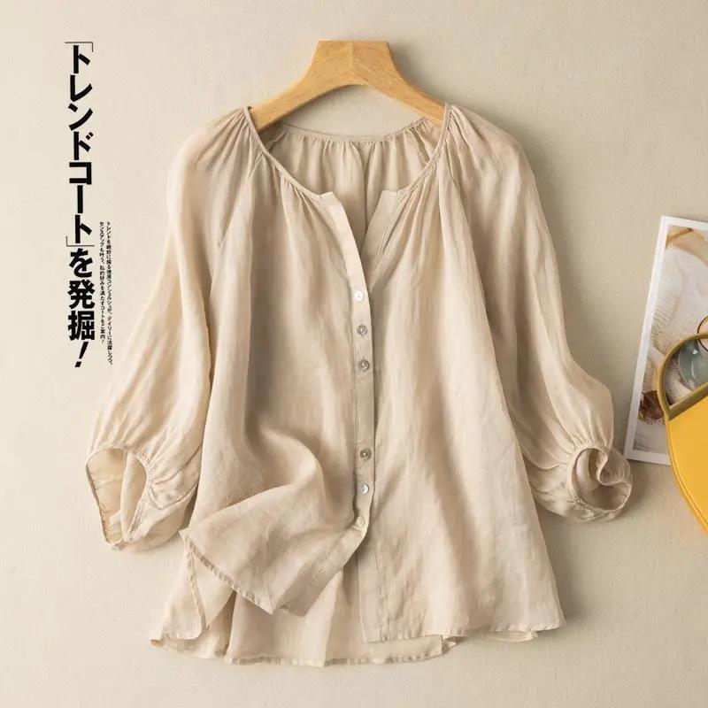 Lantern Sleeve Cotton and Linen Shirt Women s Spring and Summer Literary Retro V-neck Casual Top L абрикосовий
Lantern Sleeve Cotton and Linen Shirt Women s Spring and Summer Literary Retro V-neck Casual Top L абрикосовий