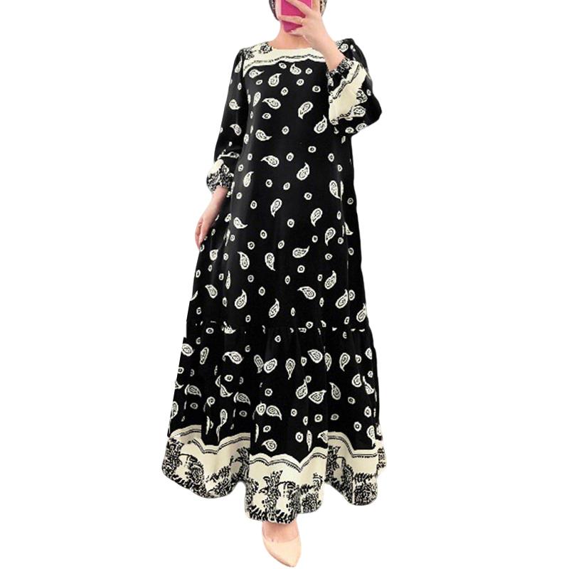 ZANZEA Women Casual Round Neck Long Sleeve Loose Retro Print Dress S чёрный
ZANZEA Women Casual Round Neck Long Sleeve Loose Retro Print Dress S чёрный