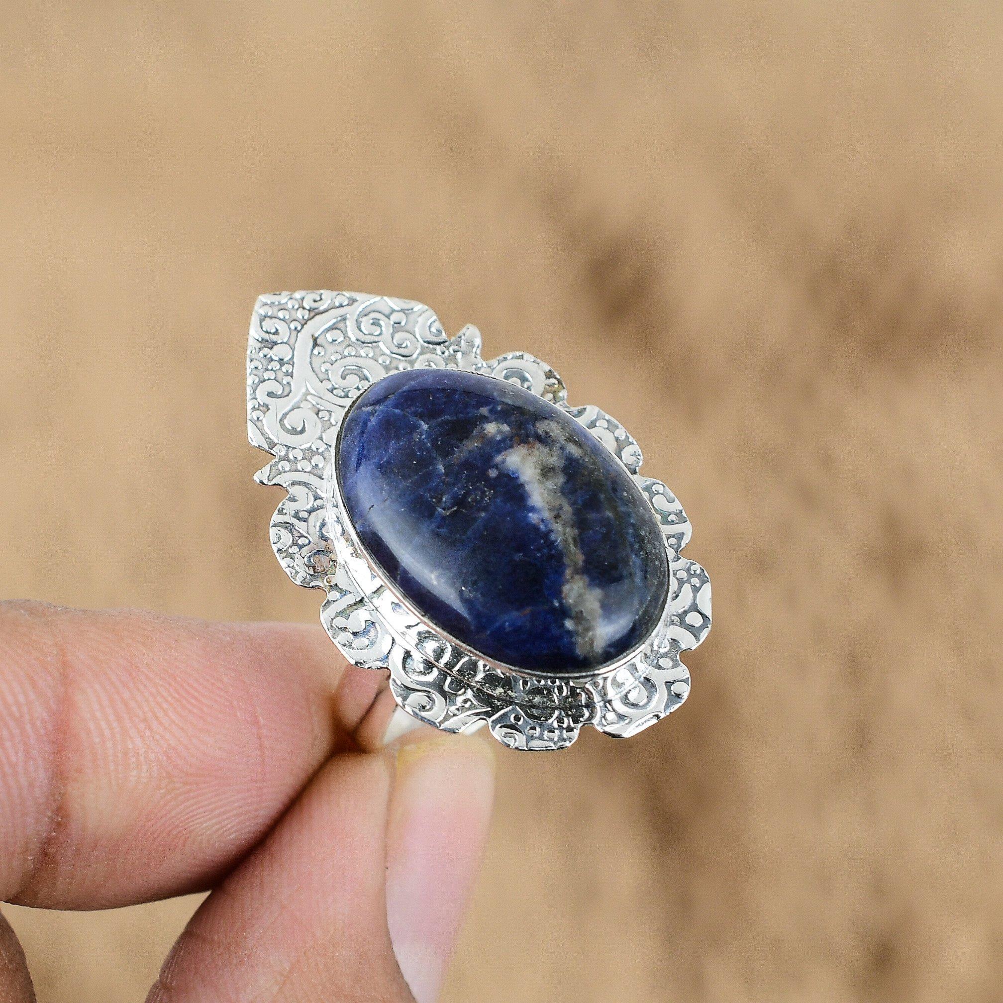 Natural Sodalite Gemstone Promise Adjustable Ring 925 Sterling Silver Jewelry Yes
Natural Sodalite Gemstone Promise Adjustable Ring 925 Sterling Silver Jewelry Yes