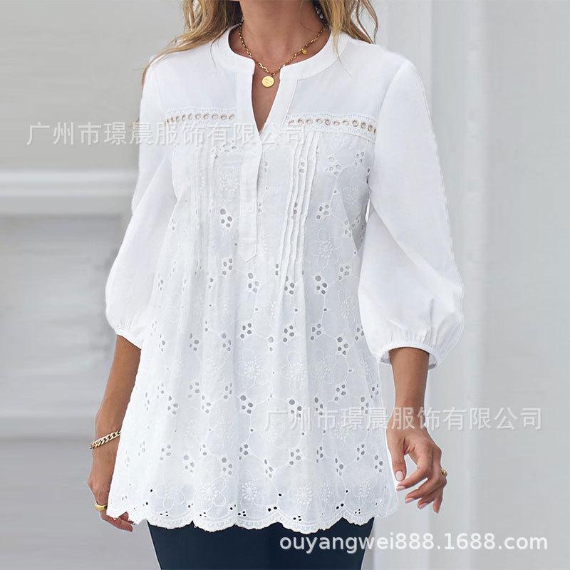 Elegant Fashion Loose Hollow Out Lace Blouse Women Large Size Rew Neck Top Solid Color Short Sleeve Tops Casual Simple Sweet Shirts Women s Clothing 5XL білий
Elegant Fashion Loose Hollow Out Lace Blouse Women Large Size Rew Neck Top Solid Color Short Sleeve Tops Casual Simple Sweet Shirts Women s Clothing 5XL білий