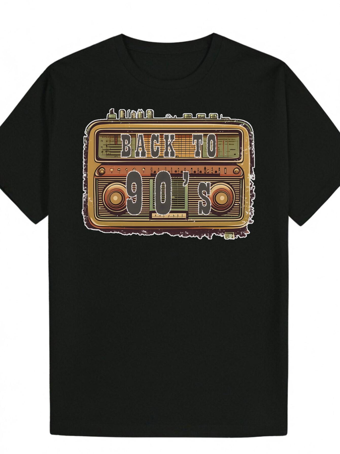 Retro 90 S Cassette Tape Graphic T-shirt - Black Casual Polyester Tee with Vintage Radio Design L
Retro 90 S Cassette Tape Graphic T-shirt - Black Casual Polyester Tee with Vintage Radio Design L