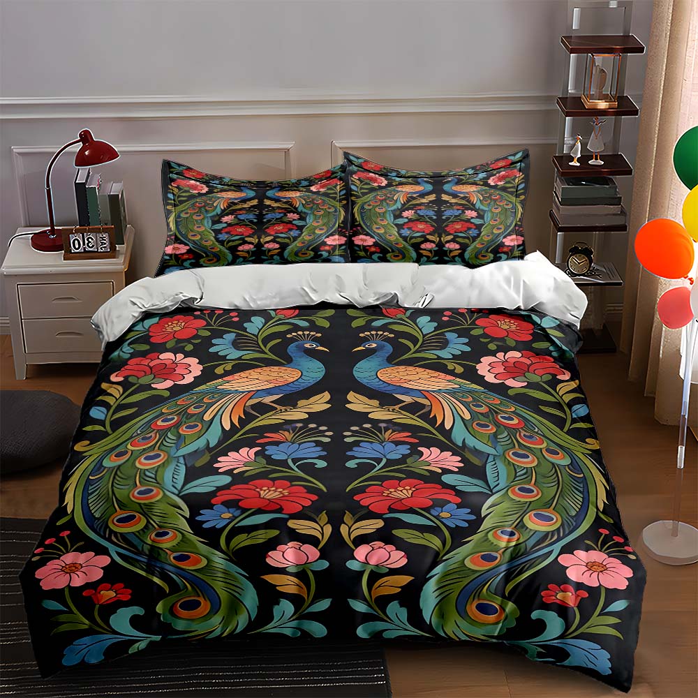 Colorful, floral, peacocks. Bedding Duvet cover sets Duvet covers Pillowcases gifts (1 * Duvet Cover 2 * Pillowcases, without duvet insert) 135x200cm
Colorful, floral, peacocks. Bedding Duvet cover sets Duvet covers Pillowcases gifts (1 * Duvet Cover 2 * Pillowcases, without duvet insert) 135x200cm