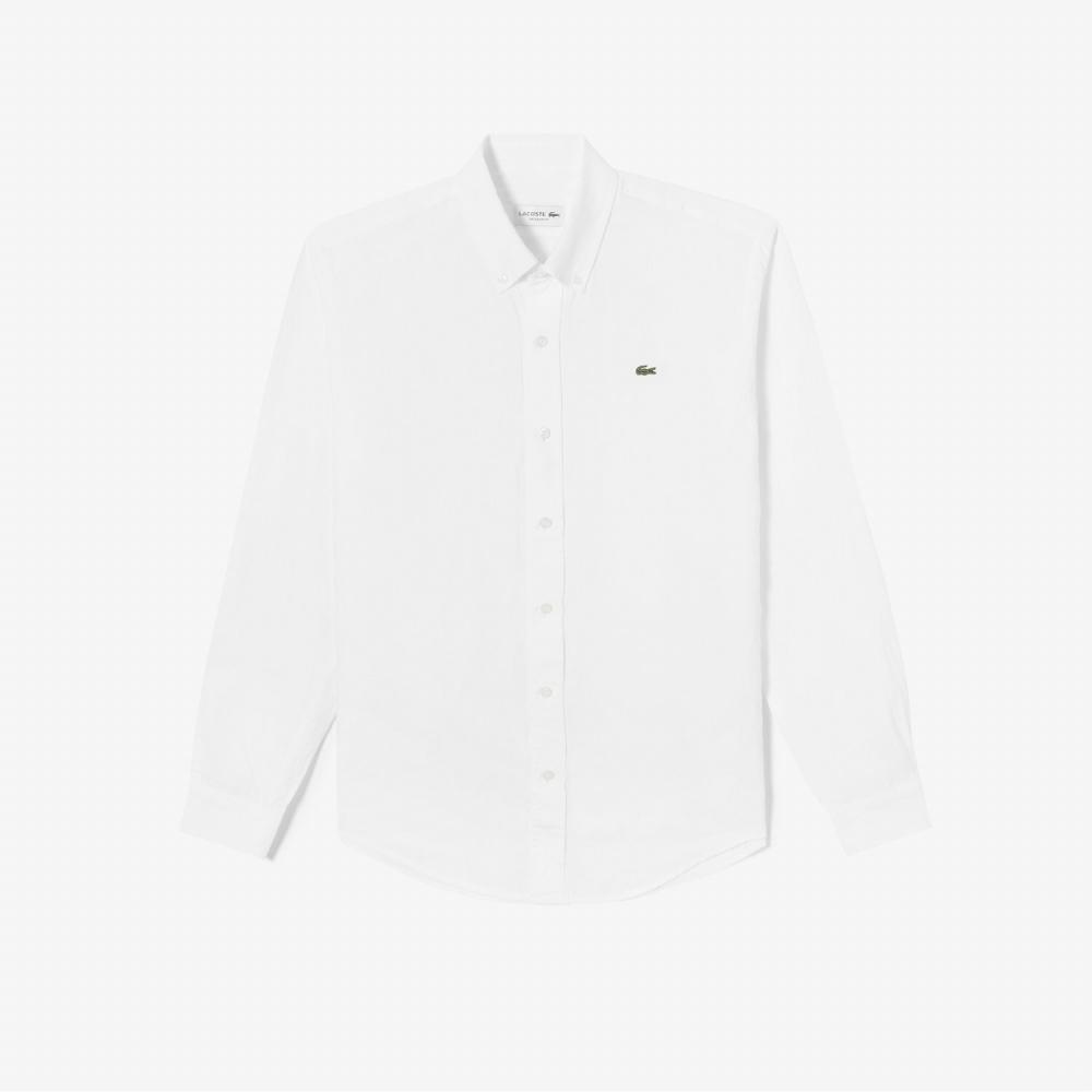 LACOSTE Мужская Однотонная Льняная Рубашка Белая
LACOSTE Мужская Однотонная Льняная Рубашка Белая