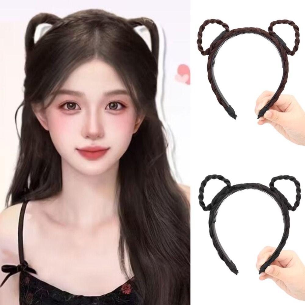 Non-slip Cat Ears Wig Headband Twisted Braid Cosplay Headwear Cute Women Braid Headband Girl світло-коричневого кольору
Non-slip Cat Ears Wig Headband Twisted Braid Cosplay Headwear Cute Women Braid Headband Girl світло-коричневого кольору