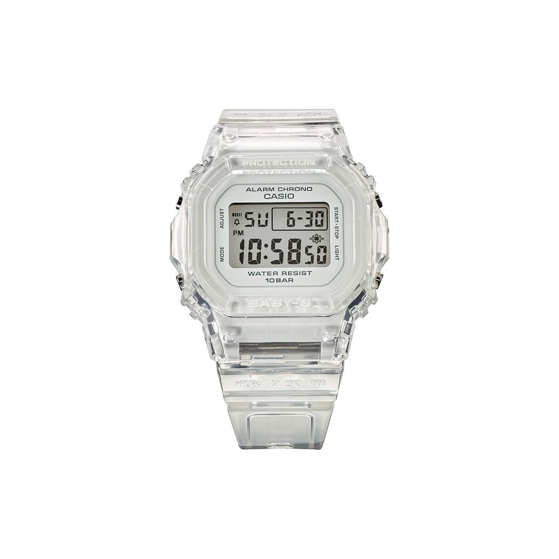 Casio Baby-G Series Trendy Shockproof Waterproof Quartz Movement Resin Strap Watch Women watches White BGD-565S-7PR Transparent
Casio Baby-G Series Trendy Shockproof Waterproof Quartz Movement Resin Strap Watch Women watches White BGD-565S-7PR Transparent