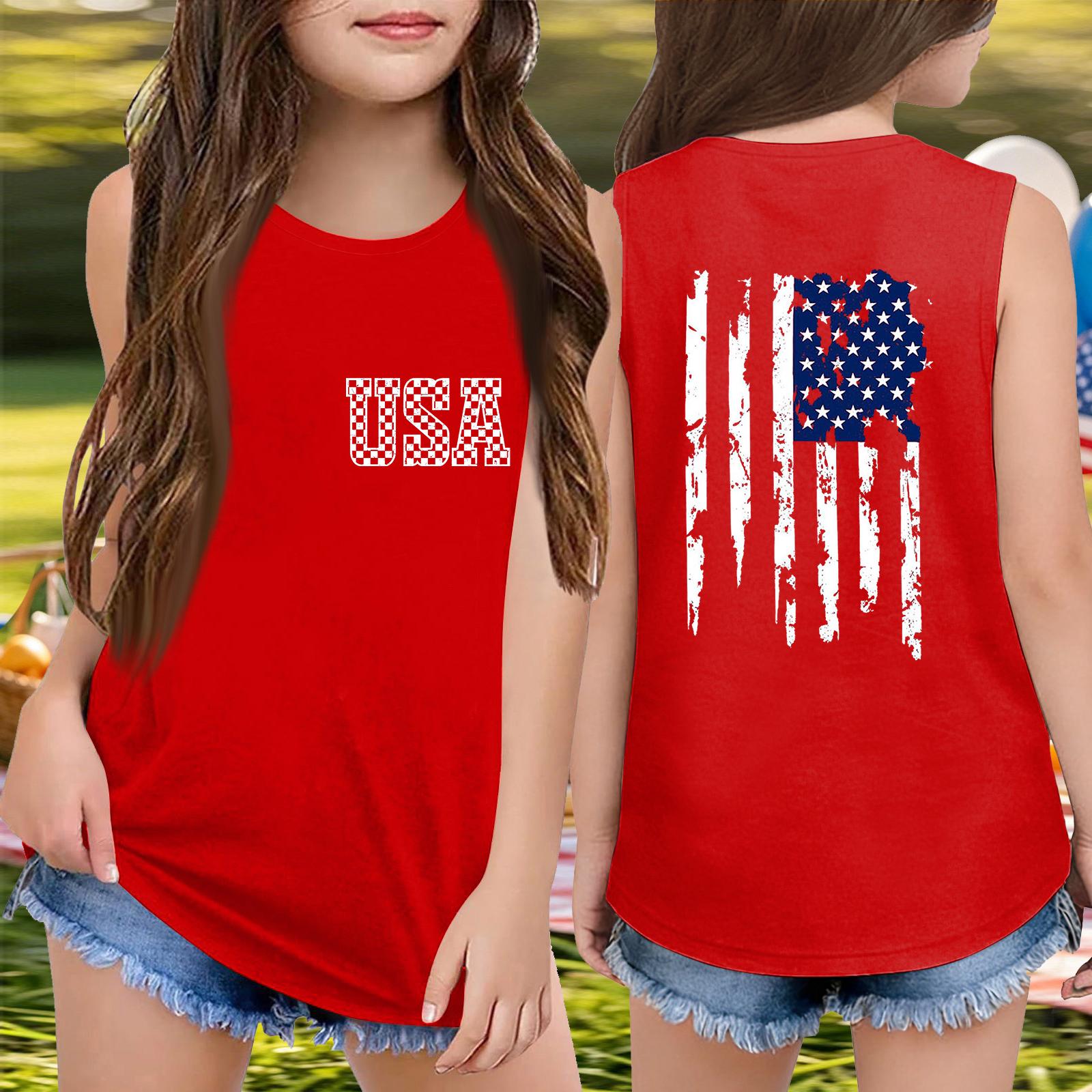 Girls Sleeveless Loose Fit Tank Top Independence Day Print Round Neck T Shirt 250 Years Freedom Graphic Tee for Kids Casual Summer Wear 140
Girls Sleeveless Loose Fit Tank Top Independence Day Print Round Neck T Shirt 250 Years Freedom Graphic Tee for Kids Casual Summer Wear 140