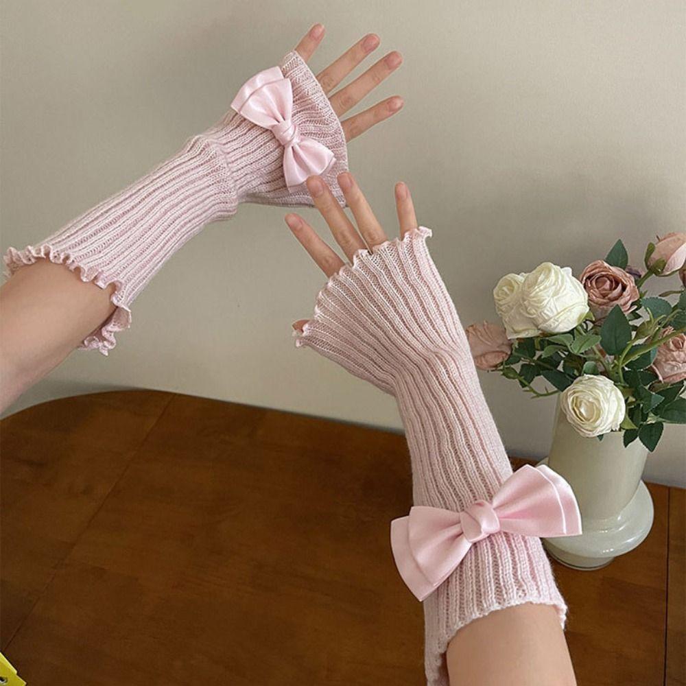 Gothic Knitted Bow Gloves Y2k Wool Sleeve Cuff Elastic Fingerless Gloves Winter чорний
Gothic Knitted Bow Gloves Y2k Wool Sleeve Cuff Elastic Fingerless Gloves Winter чорний