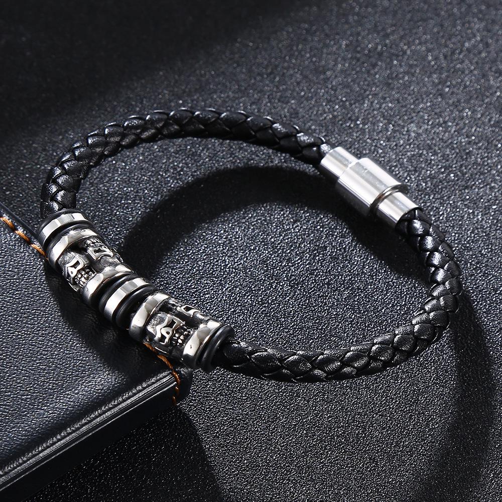 Stainless Steel Magnetic Skull Leather Bracelet - Punk Hip Hop Style Inner 175mm, Total Length 206mm
Stainless Steel Magnetic Skull Leather Bracelet - Punk Hip Hop Style Inner 175mm, Total Length 206mm