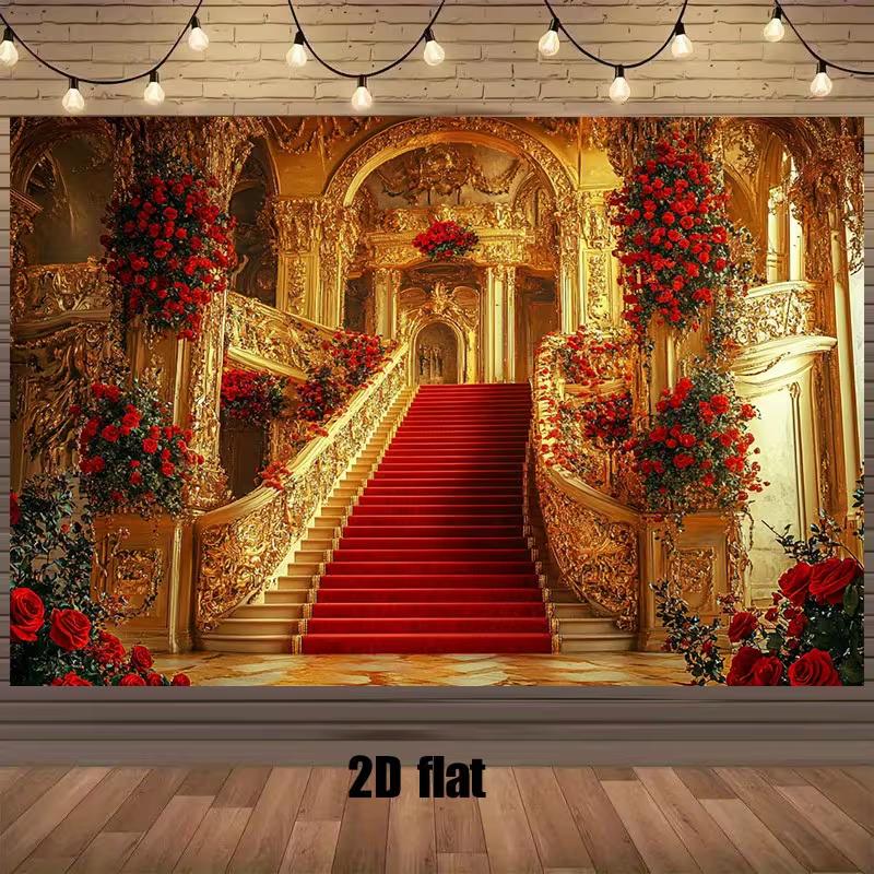 2D Elegant Golden Ballroom Backdrop Red Carpet Staircase with Red Roses Photo Booth Background Cloth 47.2x31.5inch/120*80cm
2D Elegant Golden Ballroom Backdrop Red Carpet Staircase with Red Roses Photo Booth Background Cloth 47.2x31.5inch/120*80cm