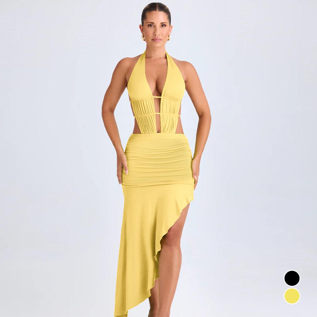 Women s Irregular Pleated Tie-Up Dress - Sexy Backless Bodycon for Autumn/Winter Small
Women s Irregular Pleated Tie-Up Dress - Sexy Backless Bodycon for Autumn/Winter Small