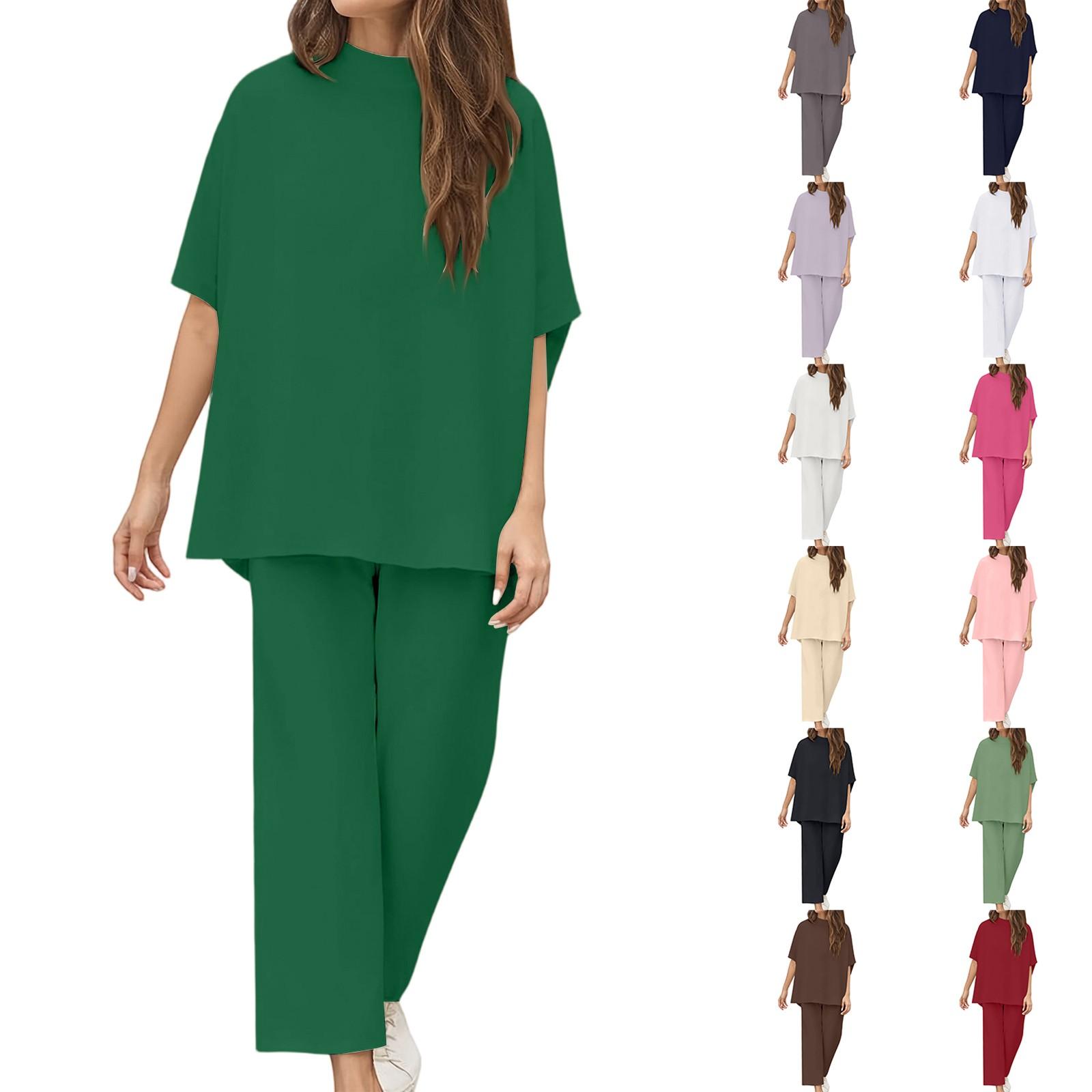 Women s Loose Comfortable Fashionable And Casual Short Sleeved Pullover Wide Leg Pants Two-piece Set L зелений
Women s Loose Comfortable Fashionable And Casual Short Sleeved Pullover Wide Leg Pants Two-piece Set L зелений