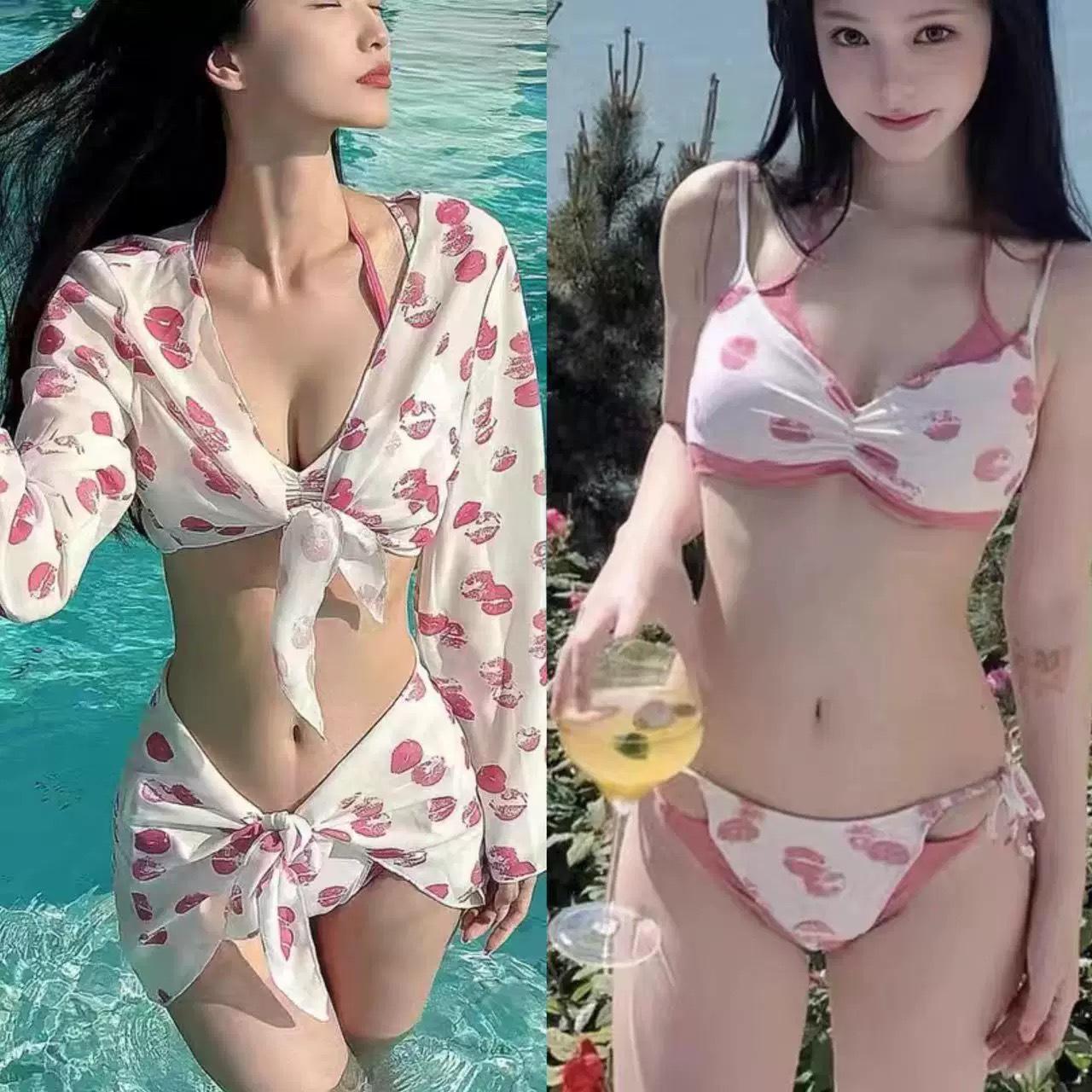 New Ins Style Lip Print Four-Piece Bikini Set with Sunscreen Wrap Skirt - Sexy Beach Vacation Swimsuit for Women One size
New Ins Style Lip Print Four-Piece Bikini Set with Sunscreen Wrap Skirt - Sexy Beach Vacation Swimsuit for Women One size