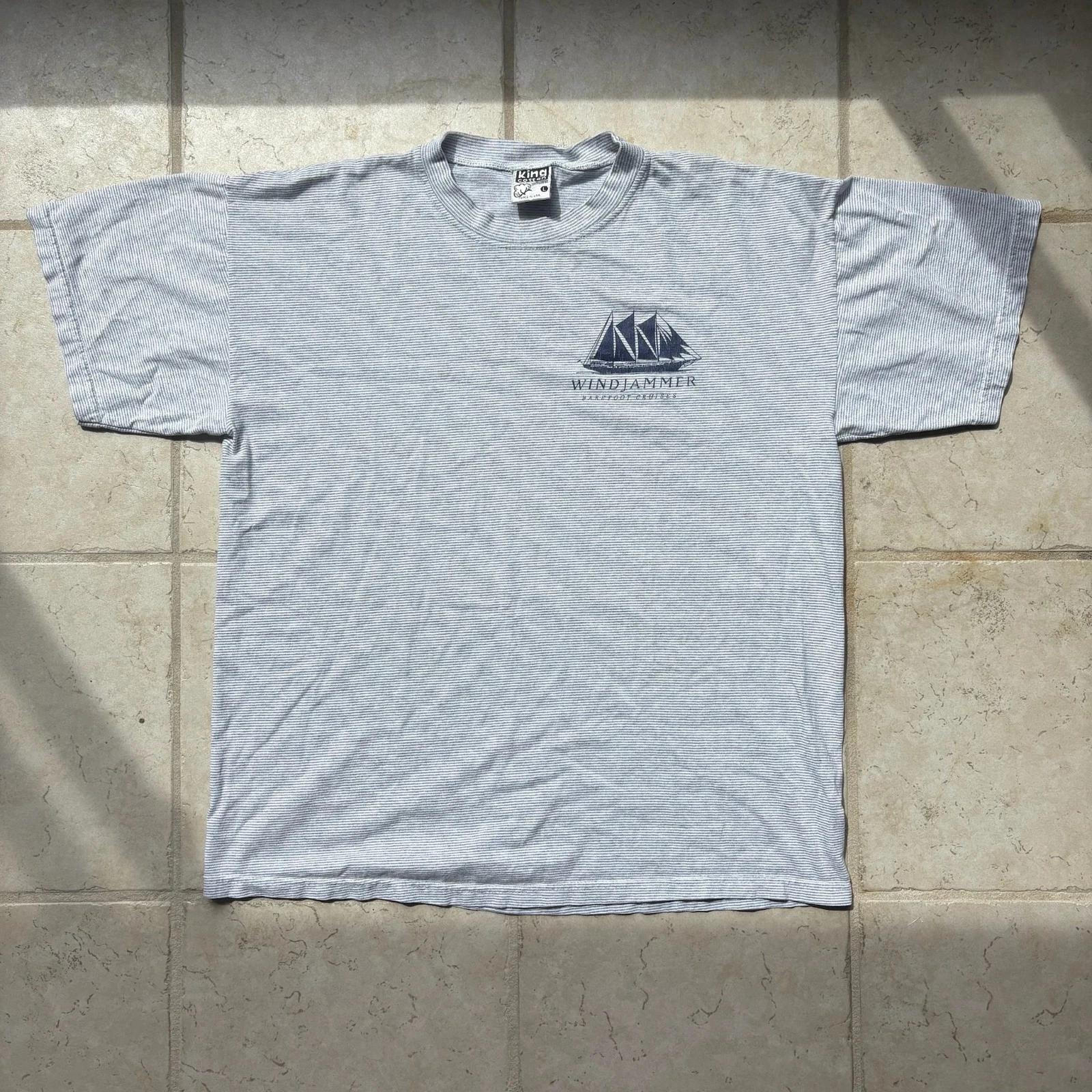 Vintage 90s Windjammer Barefoot Cruises Striped Tee Sailboat USA Single Stitch L XL
Vintage 90s Windjammer Barefoot Cruises Striped Tee Sailboat USA Single Stitch L XL