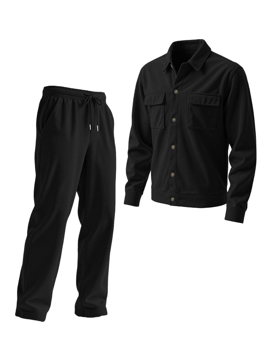 Men s Corduroy Suit: Solid Color Double Pocket, Button Lapel, Long Sleeve, Long Pants Two-Piece Set XXXL чёрный
Men s Corduroy Suit: Solid Color Double Pocket, Button Lapel, Long Sleeve, Long Pants Two-Piece Set XXXL чёрный