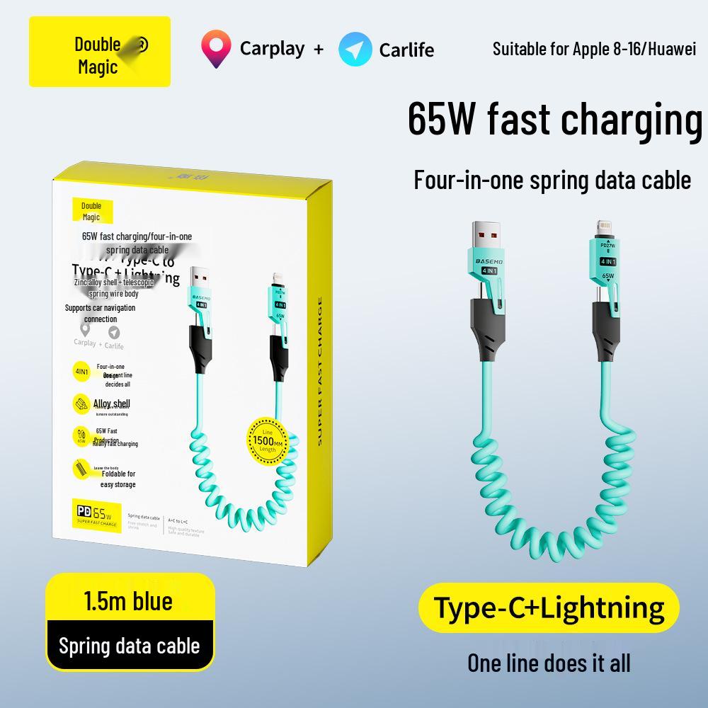 Double Magic Telescopic 4-in-1 65W+27W Data Cable for iPhone 16 & Huawei Blue Telescopic 4-in-1
Double Magic Telescopic 4-in-1 65W+27W Data Cable for iPhone 16 & Huawei Blue Telescopic 4-in-1