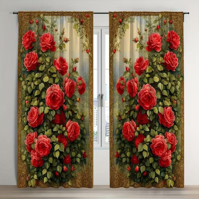 Retro Rose Wall Print Curtains Suitable Bedroom Living Room Kitchen Decoration Home Window Set Of 2 Made Polyester Decor W100*H70(CM)-Grommet top&1PCS
Retro Rose Wall Print Curtains Suitable Bedroom Living Room Kitchen Decoration Home Window Set Of 2 Made Polyester Decor W100*H70(CM)-Grommet top&1PCS
