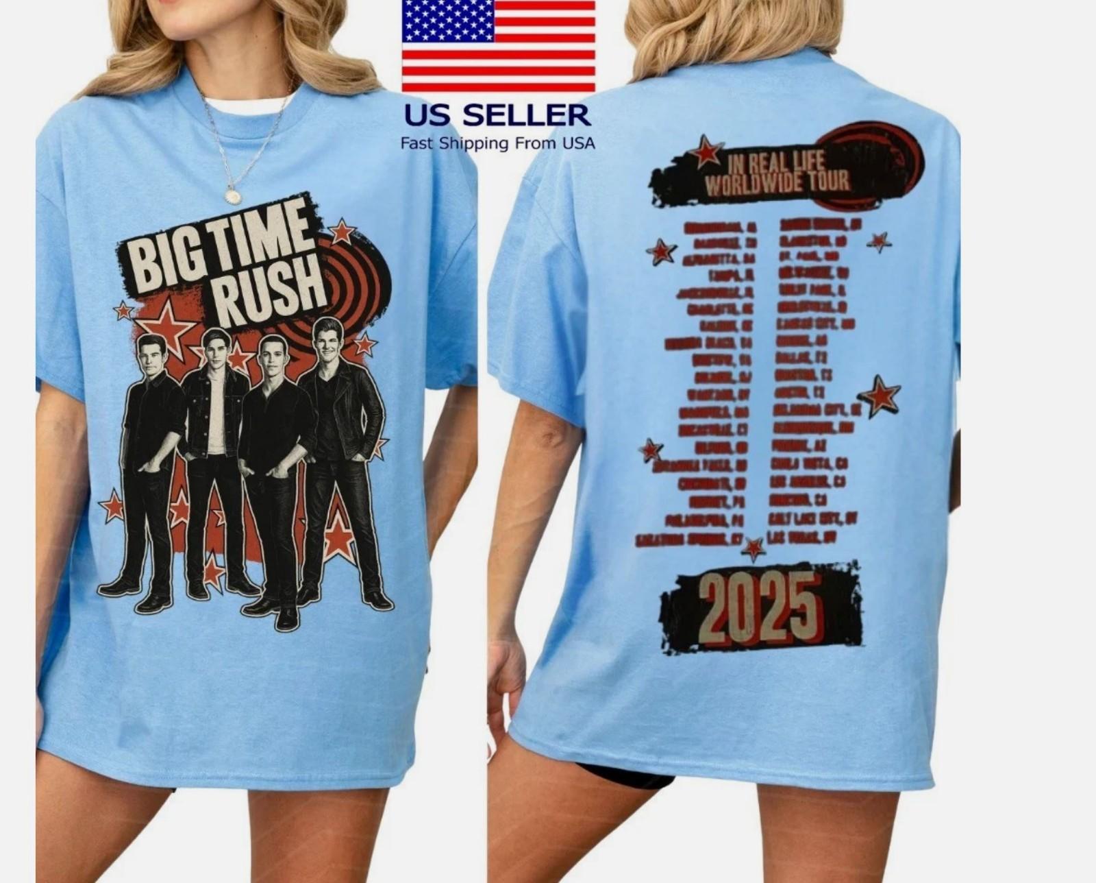 Big Time Rush У реальному житті Світовий 2025 Двосторонній кароліново-блакитний футболка L
Big Time Rush У реальному житті Світовий 2025 Двосторонній кароліново-блакитний футболка L